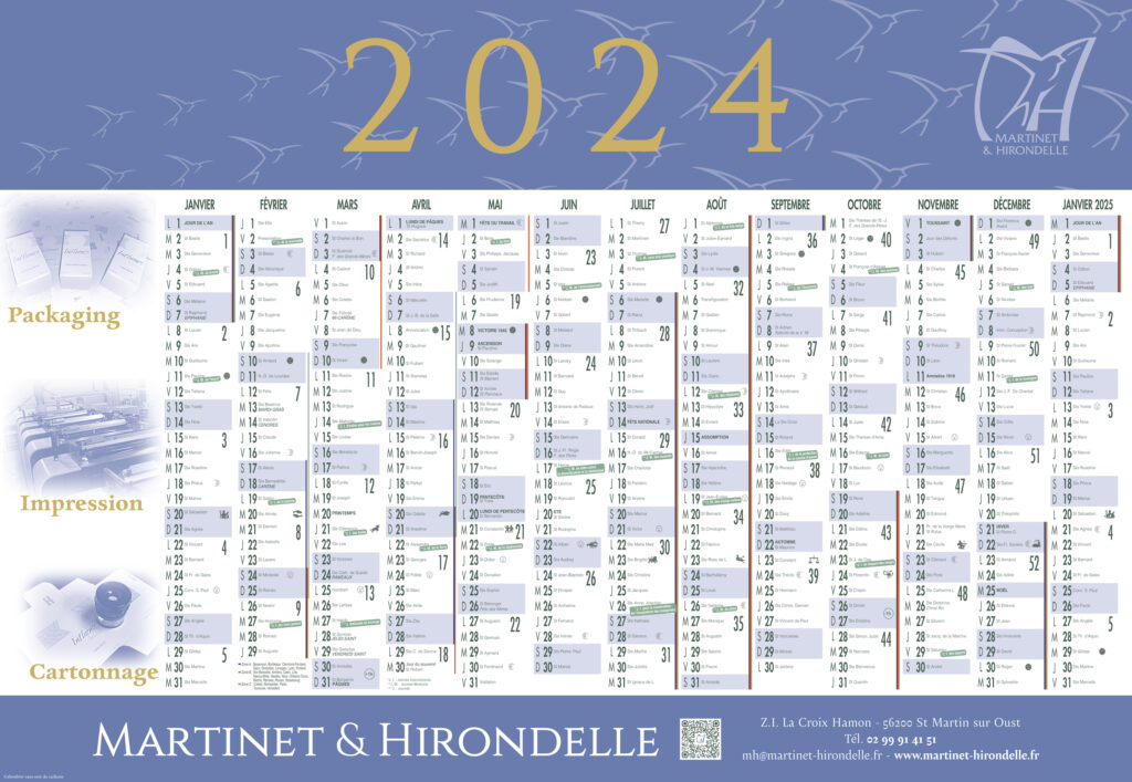 Voici notre nouveau calendrier pour cette année 2024.